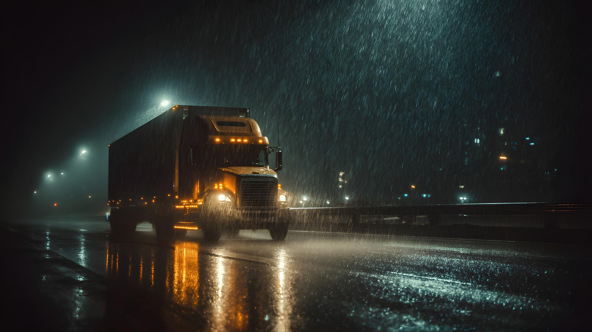 Roseville truck accident lawyers Gingery Hammer & Associates — semi-truck and car collision on a highway at dusk